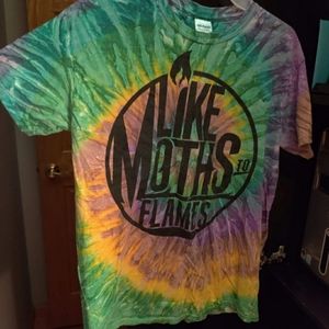 Like Moths to Flames band tee tie dye